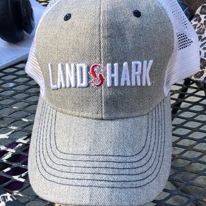 Landshark Lager Raised Embroidered Logo Gray Hat Cap SnapBack White Mesh